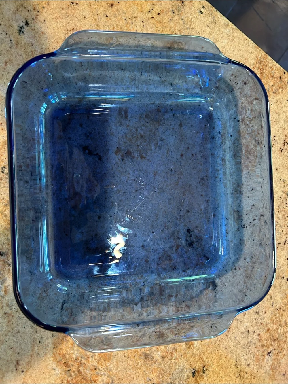 Pyrex #222 R Cobalt Blue Square Baker Dish 8”x8”x2” molded handles 2 Qt capacity